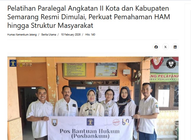 Pelatihan Paralegal Kabupaten Semarang Kanwil Kementerian Hukum RI